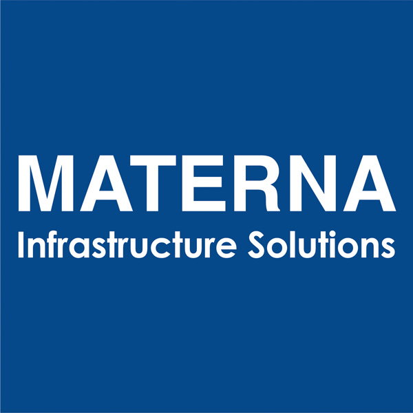 Blaue Bildmarke mit Schriftzug Materna Infrastructure Solutions, dem Experten in Sachen Cloud-Infrastrukturen